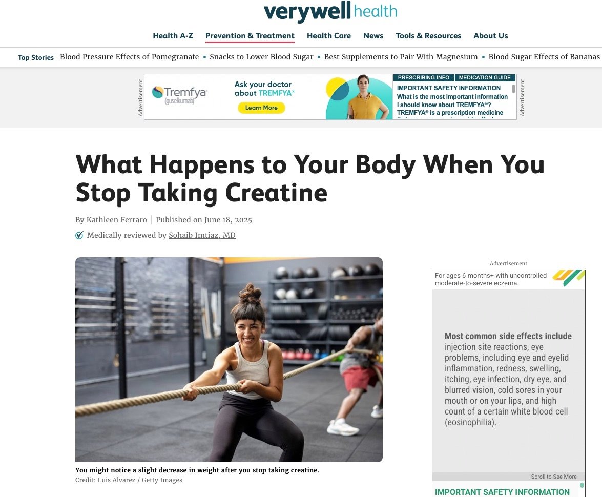 very well health creatine article